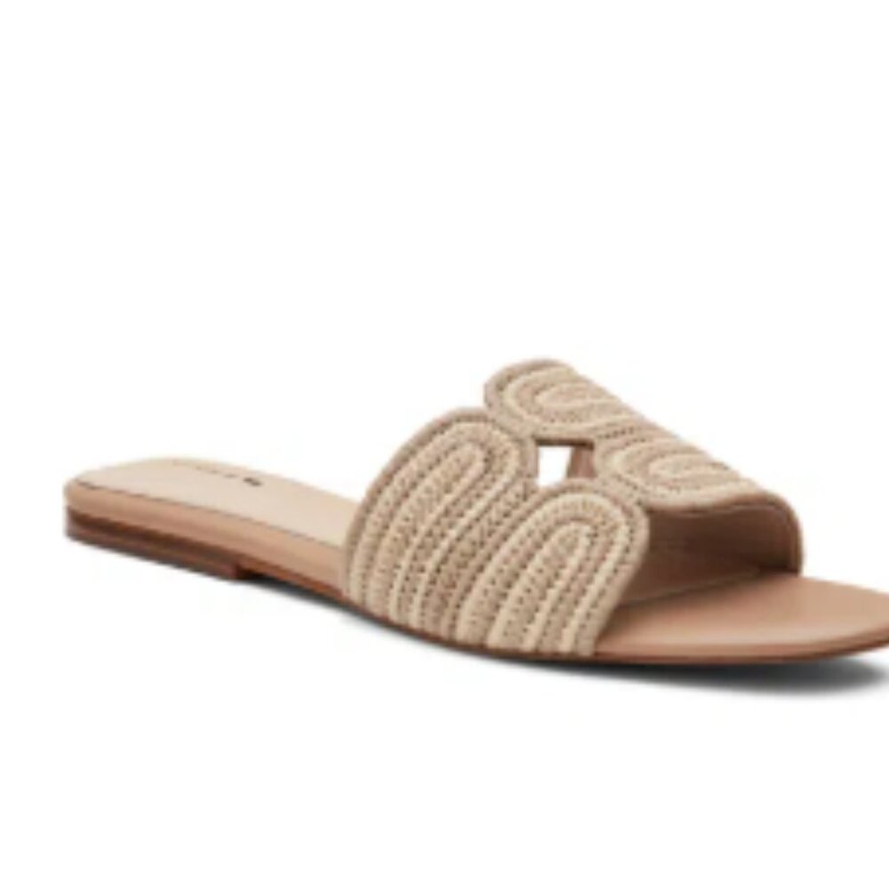 Birdies Kiwi Slide Sandal In Sand Raffia NEW